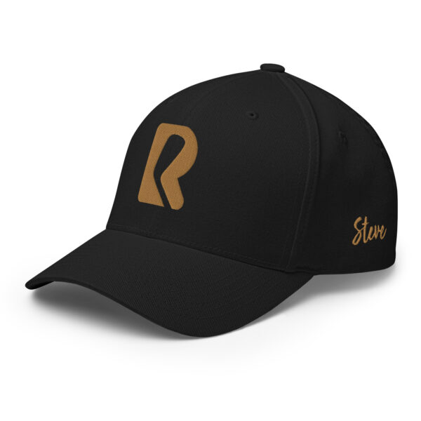 Steve - Rounders Custom Fitted - Black Cap, Old Gold Thread - Image 2