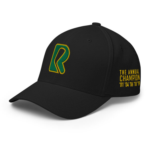 SuperDave - Champ - Rounders Fitted - Black Cap - Green Stitching - Gold Outline - Image 6