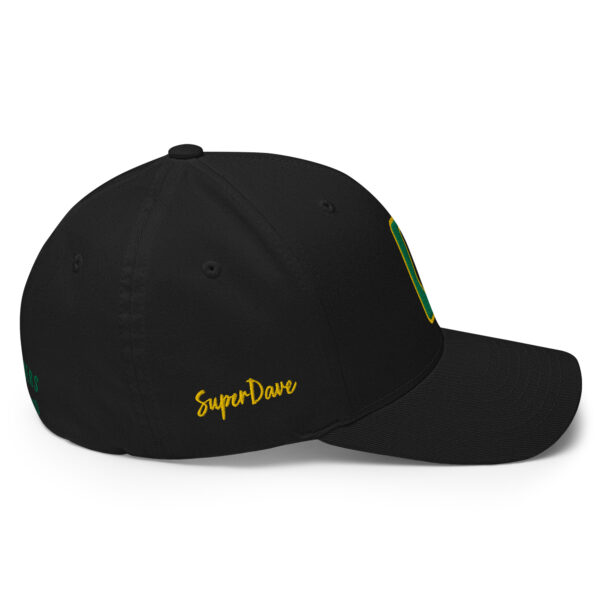 SuperDave - Champ - Rounders Fitted - Black Cap - Green Stitching - Gold Outline - Image 3