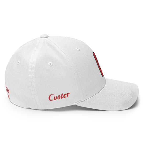 Dre – Cooter – Rounders Custom Fitted – White Cap – Red – Black Outline - Image 3